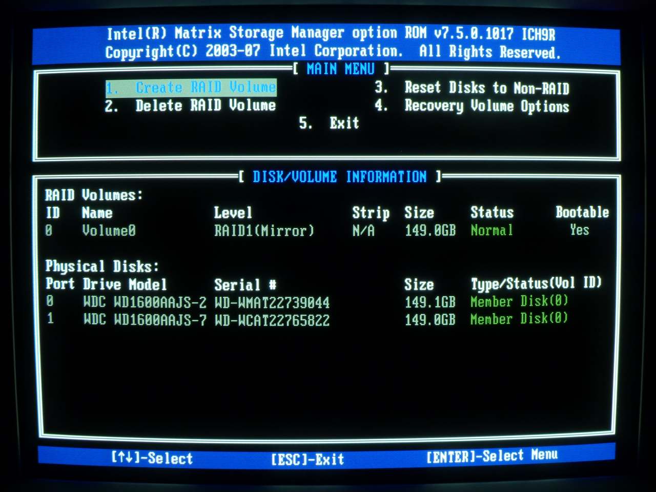 Matrix storage. Intel Matrix Storage Manager.